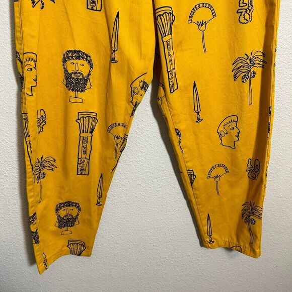 Lazy Oaf Roman Holiday Tokyo Pants 30 8 Yellow Barrel Leg Cropped Ankle Trouser - Picture 6 of 10